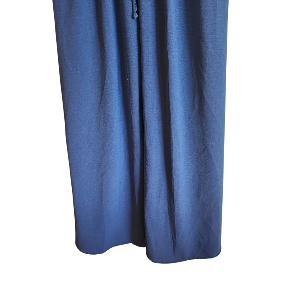 See You Monday Dusty Blue V-Neck Elastic Waist Maxi Dress Size L Flutter Sleeves - Picture 3 of 12